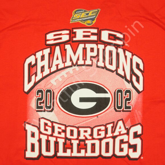 Vinttage Georgia Bulldogs Shirt Mens 2XL Red 2002 SEC Champions Tee Graphic New - Picture 3 of 6